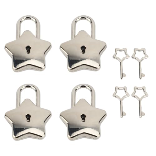 4 Set Treasure Brust Vorhängeschloss Mini Metall Diary Book Schmuckschachtel Dekorative Schloss mit wichtigen Antiquitätenstil -Mini -Archaisieren Vorhängeschloss für Schatzkisten (Silber) von Gsycle