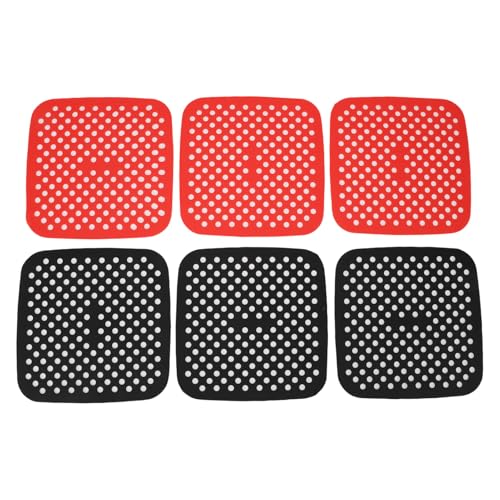 6pcs Silikonluft Frittiermatte, quadratische Form wiederverwendbarer Luftbraten mit Löchern für Küchenkochen 6pcs Silikonluft Frittiermatte, quadratische Form wiederverwendbarer Luftbraten mit Löchern für Küchenkochen von Gsycle