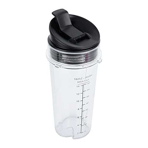 Blender Cup Container, 16oz Transparent Replacement Blender Cup Leak Proof Smoothie Mixer Accessories with Black Flip Lid for Juicer Blender Cup Container, 16oz Transparent Replacement Blender Cup Leak Proof Smoothie Mixer Accessories with Black Flip Lid for Juicer von Gsycle