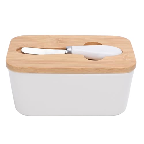 Butter Dish with Lid, 500ml Ceramic Butter Keeper Holds Up to 3 Sticks Sealing Butter Container Storage Box with Knife for Countertop Butter Dish with Lid, 500ml Ceramic Butter Keeper Holds Up to 3 Sticks Sealing Butter Container Storage Box with Knife for Countertop von Gsycle