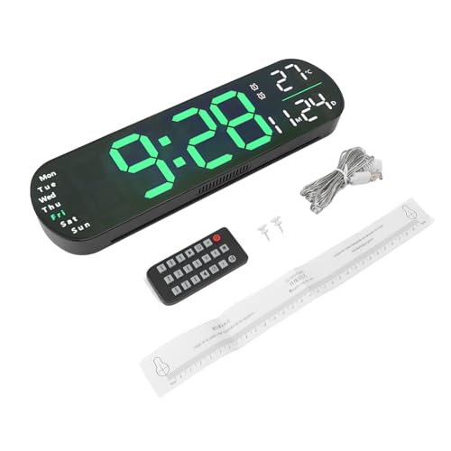 Digitale Wanduhr, einstellbare große Digitale Wandmontage Uhr Home Dekoration mit 8 Farblichtern und Fernbedienung für das Schlafzimmer im Wohnzimmer (Grün) von Gsycle