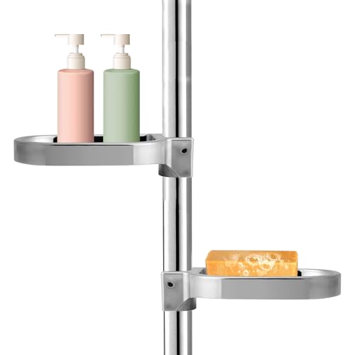 Gsycle Dusche Seifenschale, 2Pcs Duschschiene Seifenschale für 25mm Pole Einstellbare Duschschiene Schüssel Seifenhalter Seifenschale für Badezimmer Clip auf Seifenschale für Duschschiene von Gsycle