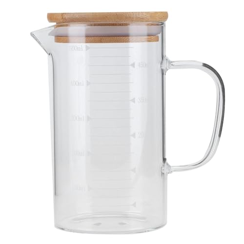 Glas Messbecher, Glas Espressotassen V Shaped Auslauf Milchbecher Klare Skala Glas Kaffeebecher mit Deckel Becher Messbecher Gießen Tasse für Home Kitchen(500ml) von Gsycle