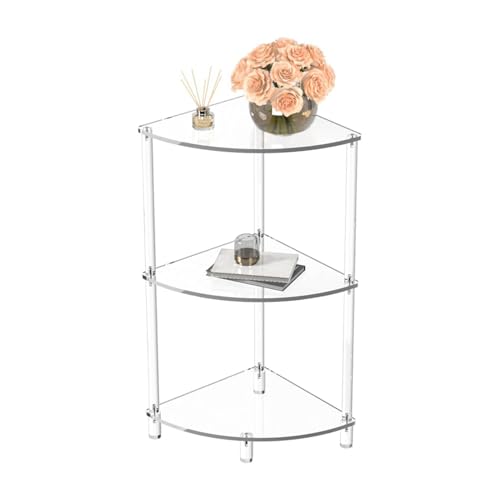 Gsycle 3 Tier End Table, Multifunctional Acrylic Wall Side Table Corner Display Rack for Bedroom Bathroom Living Room von Gsycle