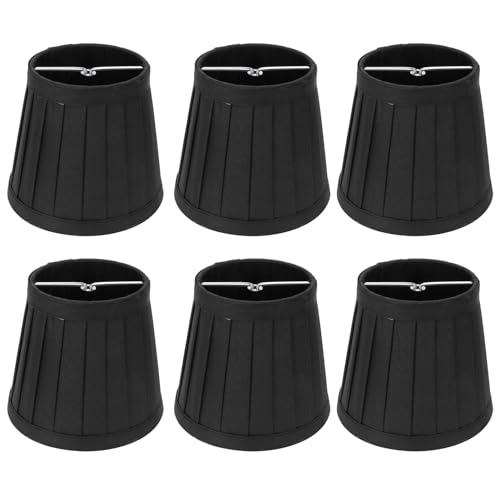 Gsycle 6Pcs Lampenschirme, Kleine Lampenschirm Kronleuchter Schatten Clip auf Fitter Lampenschirm Kleine Trommel Lampenschirm Kronleuchter Lichtabdeckungen für Home Schlafzimmer Dekor von Gsycle