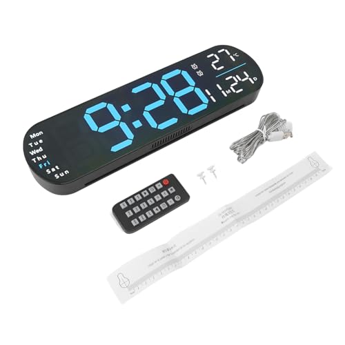 Gsycle Digitale Wanduhr, einstellbare große Digitale Wandmontage Uhr Home Dekoration mit 8 Farblichtern und Fernbedienung für das Schlafzimmer im Wohnzimmer (Blau) von Gsycle