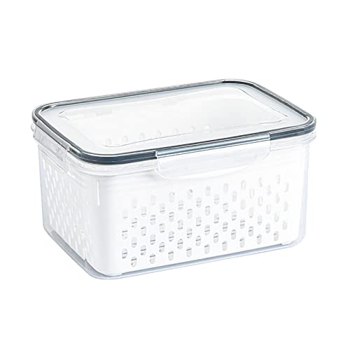 Gsycle Frischhaltedosen, 2 Stück, Kühlschrank-Aufbewahrungsbehälter, Obstablauf-Aufbewahrungsbox Mit Deckel Und Abnehmbarem Sieb Für Die Küche(1750ML) von Gsycle
