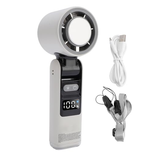 Gsycle Portable Handheld Fan, Digital Display High Speed Turbine Ice Cooling Fan Foldable Cooling Tools With Light For Travel Outdoor Indoor (white) von Gsycle