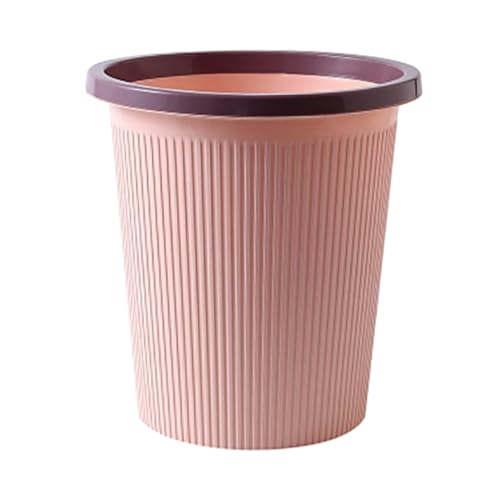 Gsycle Round Mülleimer, Plastik exquisiter Druckring -Müllbehälter kann Müllbehälter für den Runden Behälter für Büro Heimat Badezimmer Küche verschwenden (Kleines Rosa) von Gsycle