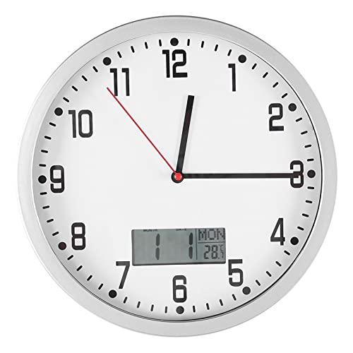 Gsycle Wanduhr 9,8 Zoll, Küchenuhr Im Modernen Stil, Dekoruhr Mit Datums- Und Temperaturanzeige, Batteriebetriebene Wanduhren, Schlafzimmeruhr von Gsycle