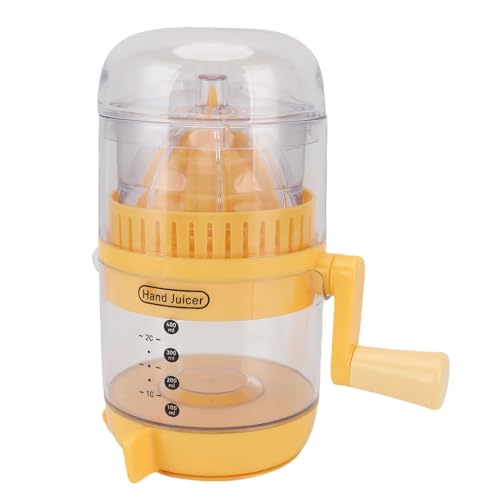 Handkurbelsuicer, 400 ml ABS Multifunktion manuales Zitronenkribbeln Handbuch Obstsuicer mit kalibriertem Behälter für den Gebrauch nach Hause oder im Freien (Gelb) von Gsycle