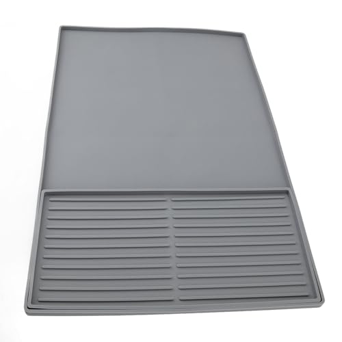 Kaffeemaschine Bar Matte, Wärmeisolierung Trockenmatte Silikon Dualzonenmatten und Tropfschale für Küchenarbeitsplatte 40 x 19 cm (grau) von Gsycle