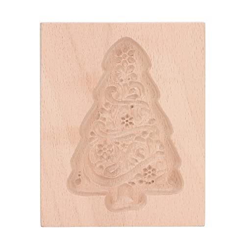 Keksausstecher aus geschnitztem Holz, Küchen-Lebkuchen-Pressstempel, Prägung von 3D-geschnitzten hölzernen Keksen für Keksstempel (Baum) von Gsycle