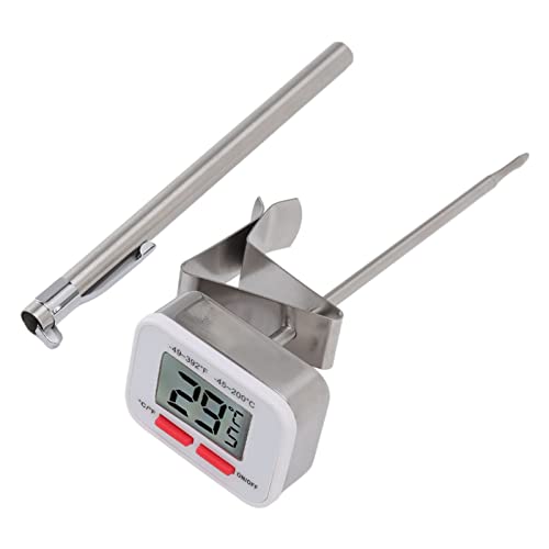 Lebensmittelthermometer, Wiederverwendbares Digitales Thermometer aus Edelstahl, Abnehmbares Kochfleisch-Kaffeethermometer Mit Clip von Gsycle