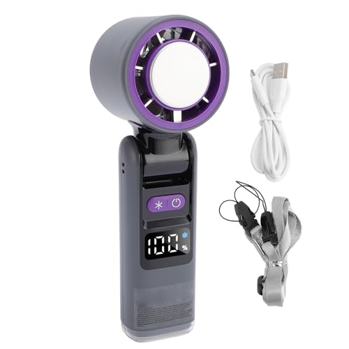 Portable Handheld Fan, Digital Display High Speed Turbine Ice Cooling Fan Foldable Cooling Tools With Light For Travel Outdoor Indoor (grey) von Gsycle