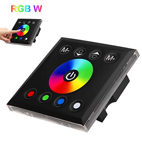 RGBW Dimming Controller, Wall Mounted Colorful Touch Panel Dimming Controller LED Touch Panel Dimmer Switch For LED Strip Light (Black) von Gsycle