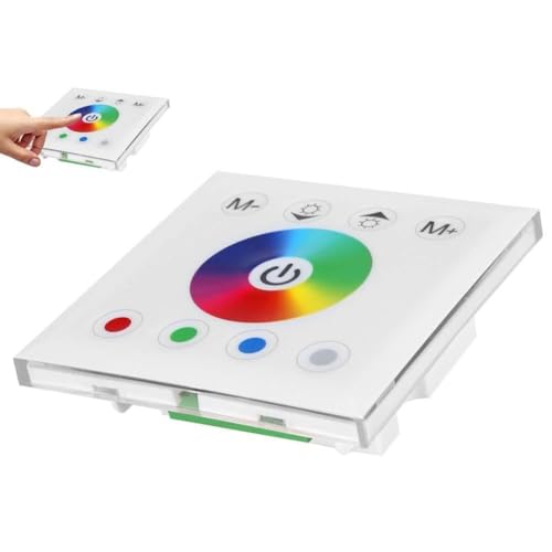 RGBW Dimming Controller, Wall Mounted Colorful Touch Panel Dimming Controller LED Touch Panel Dimmer Switch For LED Strip Light (White) von Gsycle