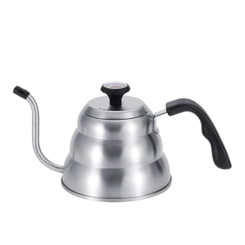Gsycle Schwanenhals Wasserkocher, 1L Edelstahl, Silber, mit Thermometer und ergonomischem Griff, für Gas-, Elektro- und Induktionsherde, klassisches Design von Gsycle