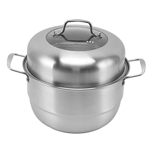 Stainless Steel Steamer Pot 28cm, Multi Layer Thick Steam Basket Cookware Pot with Handles and Tempered Glass Lid for Vegetable Dumplings Soup Food (2 Tier) von Gsycle