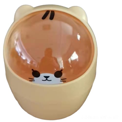 Süßer Desktop -Müll, Mini großer Öffnung Plastikmüll, Cartoon Abfallpapierbehälter mit Flip Deckel für Badezimmer Küchenschlafzimmer Büro (Gelb) von Gsycle