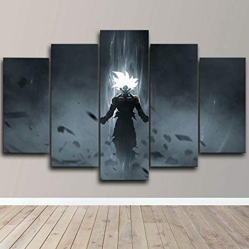 Gtart 3D Bilder Wohnzimmer Wandbilder Modern Wandbild Leinwand Bilder 5 Teilig Anime Goku Dragonball Wanddekoration Design Wandkunst 5 Stücke Leinwand Kunstdruck von Gtart