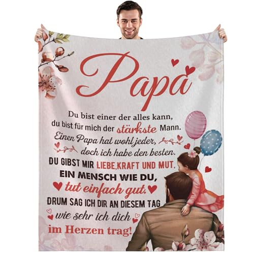 Bester Papa Geschenke Geburtstagsgeschenk für Papa Flauschig Kuscheldecken zum Väter Vatertagsgeschenk Männer Super Weiche Fleecedecke 130 x 150 cm von GthreeD