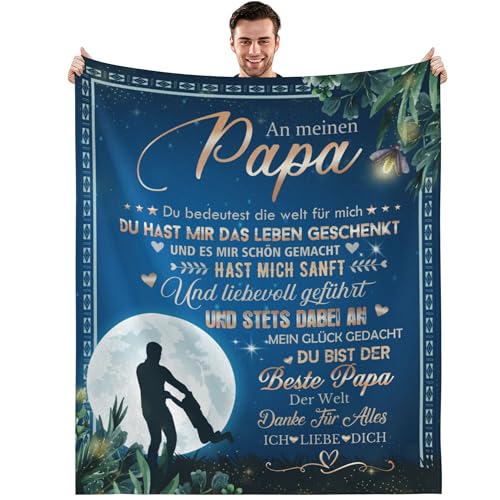 Bester Papa Geschenke Geburtstagsgeschenk für Papa Männer Geschenk für Papa Geschenk zum Vatertag Flauschig Kuscheldecken zum Väter 130x150 cm von GthreeD