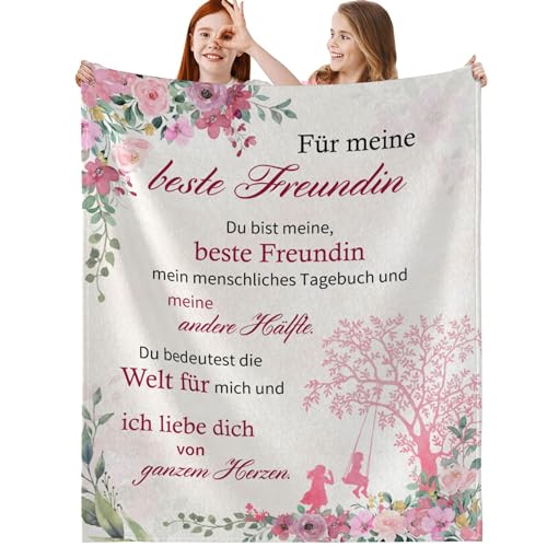 Geburtstagsgeschenk für Freundin Kuscheldecke Geschenke zum Frauen Geschenk Beste Freundin Geburtstag Geschenkideen für Frau Fleecedecke 150x200 cm von GthreeD