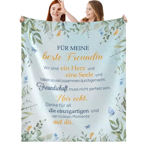 Geburtstagsgeschenk für Freundin Kuscheldecke Geschenke zum Frauen Geschenk Beste Freundin Geburtstag Geschenkideen für Frau Fleecedecke 150x200 cm von GthreeD