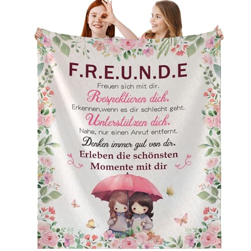 Geburtstagsgeschenk für Freundin Kuscheldecke Geschenke zum Frauen Geschenk Beste Freundin Geburtstag Geschenkideen für Frau Fleecedecke 150x200 cm von GthreeD