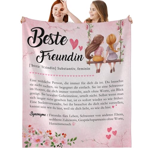 Geburtstagsgeschenk für Freundin Kuscheldecke Geschenke zum Frauen Geschenk Beste Freundin Geburtstag Geschenkideen für Frau Fleecedecke 130x150 cm von GthreeD