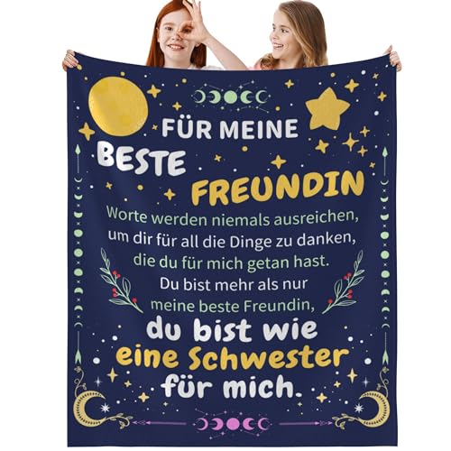 Geburtstagsgeschenk für Freundin Kuscheldecke Geschenke zum Frauen Geschenk Beste Freundin Geburtstag Geschenkideen für Frau Fleecedecke 130x150 cm von GthreeD