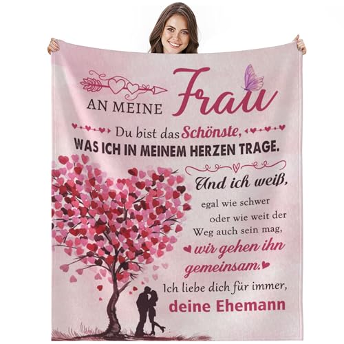 Geschenke an Meine Frau Hochzeitstag Geschenke für Frauen Jahrestag Geschenke zum Ehefrau Valentinstag Hochzeitstag Flanell Kuscheldecke 150x200cm von GthreeD