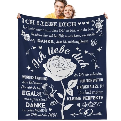 Ich Liebe Dich Geschenke für Frauen Männer Jahrestag Geschenk für Sie Ihn Liebe Geschenk für Frau Mann Liebhaber Paare Hochzeitstag Flanell Kuscheldecke 130x150cm von GthreeD