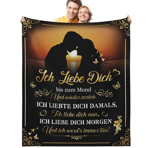 Ich Liebe Dich Geschenke für Frauen Männer Jahrestag Geschenk für Sie Ihn Liebe Geschenk für Frau Mann Liebhaber Paare Hochzeitstag Flanell Kuscheldecke 130x150cm von GthreeD