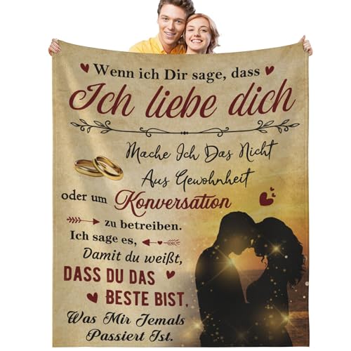 Ich Liebe Dich Geschenke für Frauen Männer Jahrestag Geschenk für Sie Ihn Liebe Geschenk für Frau Mann Liebhaber Paare Hochzeitstag Flanell Kuscheldecke 130x150cm von GthreeD