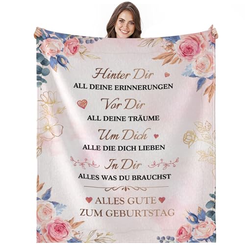 Geschenke zum Geburtstag Frau Jahre Ehe Geschenk Decke für Frauen Geschenk Geburtstag Frau Geschenk Hochzeitstag für Sie Superweiche Flanell Kuscheldecke 130 x 150 cm von GthreeD