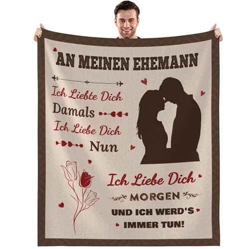 Hochzeitstag Geschenke für Männer Geschenk für Mann zum Jahrestag Valentinstag Geschenkideen für Ihn Ehemann Ich Liebe Dich Decke Fleecedecke Flauschig 150x200cm von GthreeD