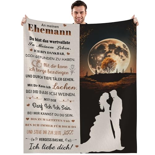 Hochzeitstag Geschenke für Männer Geschenk für Mann zum Jahrestag Valentinstag Geschenkideen für Ihn Ehemann Ich Liebe Dich Decke Fleecedecke Flauschig 150x200cm von GthreeD