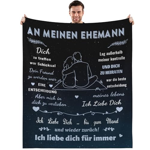 Hochzeitstag Geschenke für Männer Geschenk für Mann zum Jahrestag Valentinstag Geschenkideen für Ihn Ehemann Ich Liebe Dich Decke Fleecedecke Flauschig 150x200cm von GthreeD