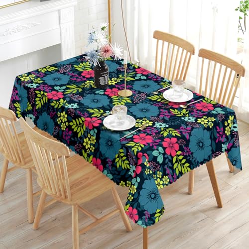 Tischdecke Rechteckig Blumen Garten Florals Landhausstil Polyester Vintage Tischtuch Outdoor Abwaschbar Tischdecken Geeignet für Party Picknick Essen Garten 150x220cm von GthreeD