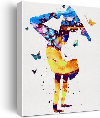 Gtoaxxno Gymnastik Sport Leinwand Gemälde Drucke Tumbling Schmetterling Aquarell Wandkunst für Mädchen Schlafzimmer Dekoration, ungerahmt (30 x 40 cm) von Gtoaxxno