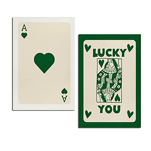Gtoaxxno Lucky You Kunstdrucke, 2er-Set, Lucky You Spielkarte, Leinwand-Kunst, lustiges Kunstbild für Zimmer, ästhetisch, ungerahmt (C, 20 x 25 cm) von Gtoaxxno