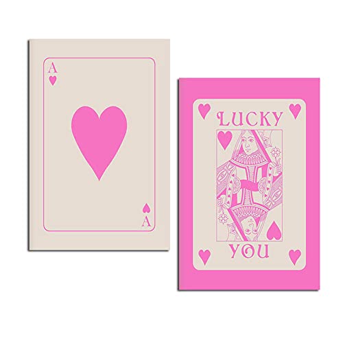 Gtoaxxno Lucky You Kunstdrucke, 2er-Set, Lucky You Spielkarte, Leinwand-Kunst, lustiges Kunstbild für Zimmer, ästhetisch, ungerahmt (D,50 x 75 cm) von Gtoaxxno