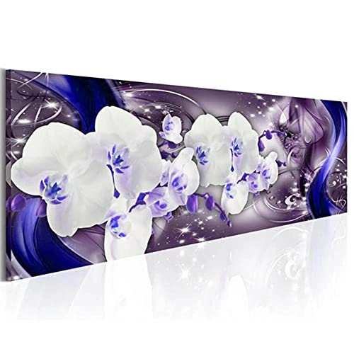 5D Diamant Painting Bilder Blaue orchidee,DIY Diamond Painting Set für Kinder und Erwachsene, Malen Nach Zahlen Vollbohrer Kristall Strass Mosaik Leinwand Stickerei Handwerk Wanddeko Geschenk 60x120cm von Gtohoo