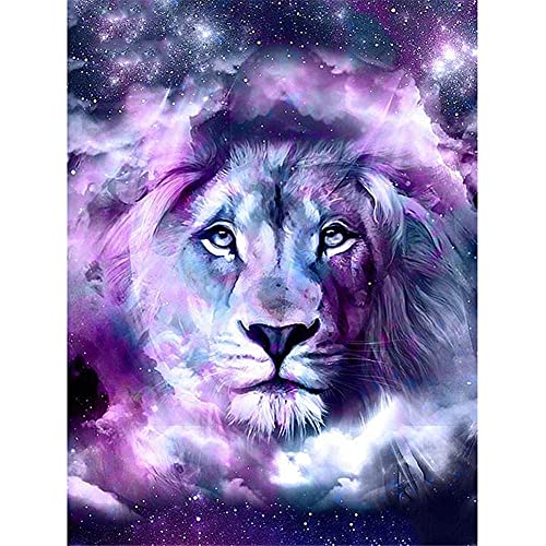 Gtohoo 5D Diamond Painting Full Set,Malen Nach Zahlen Lila Löwe,Diamant Painting Bilder für Erwachsene Kinder, Vollbohrer Crystal Glitzersteine Mosaik Leinwand Stickerei für Home Decor-60x80cm von Gtohoo