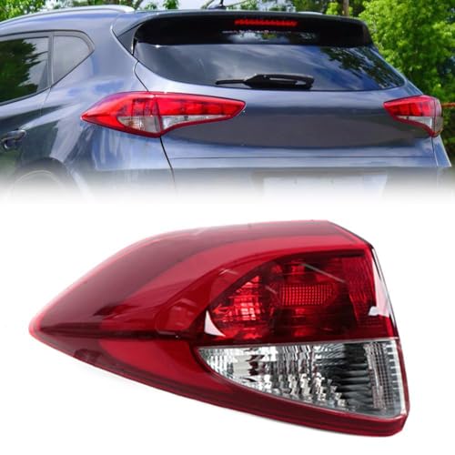 GttuiT Auto Rücklicht Komplettsets für Hyundai Tucson 2015-2018 Heckleuchte Schlussleuchte Rücklichtern Montage Heckklappe Rückleuchtenglas Lichtscheibe Glas, Left Back Outside von GttuiT