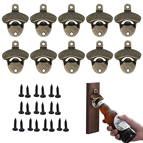 Gtwinsone 10 Stück Flaschenöffner Wand Bieröffner Wandflaschenöffner Bierflaschenöffner Wandmontage mit Schrauben für Bier Bar Restaurant Küchen (Bronze) von Gtwinsone