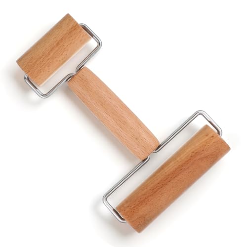 Teigroller Klein, Nudelholz Holz Doppel Nudelholz mit Zwei Rollen, 2-in-1-Design, Küche Backzubehör für Backen, Kochen, Hand Pizza, Desserts und Knödelhäuten, Töpfern und Tonwerkzeuge Teigroller Klein, Nudelholz Holz Doppel Nudelholz mit Zwei Rollen, 2-in-1-Design, Küche Backzubehör für Backen, Kochen, Hand Pizza, Desserts und Knödelhäuten, Töpfern und Tonwerkzeuge von Gtziqa