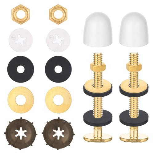 WC-Bolzen für den Boden, 16 Stück, robuste WC-Bolzen und -kappen, Schrank-Metall-Flanschschrauben-Set mit Unterlegscheiben, Muttern, Kappen, sichere Toilettenschüssel auf Böden, Ersatz-Hardware für WC-Bolzen für den Boden, 16 Stück, robuste WC-Bolzen und -kappen, Schrank-Metall-Flanschschrauben-Set mit Unterlegscheiben, Muttern, Kappen, sichere Toilettenschüssel auf Böden, Ersatz-Hardware für von Gtziqa